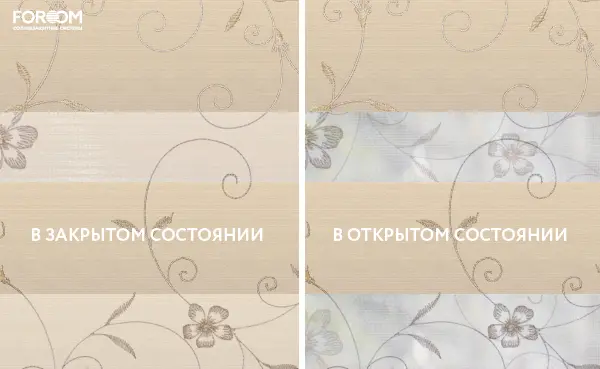 Рулонные шторы день-ночь на проём Элегант Кремовый