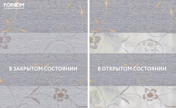 Рулонные шторы день-ночь на проём Элегант Серый