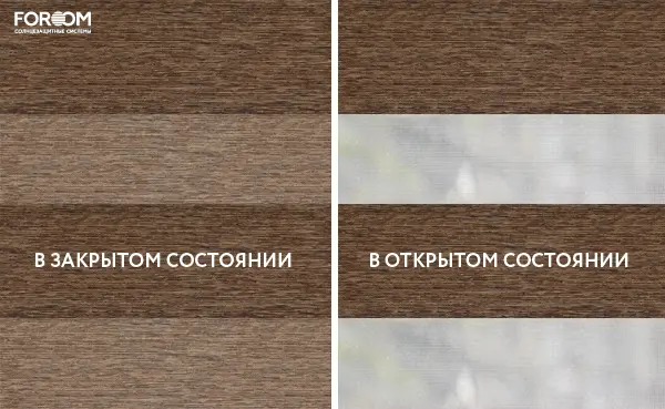 Рулонные шторы день-ночь на проём Элса ВО Коричневый