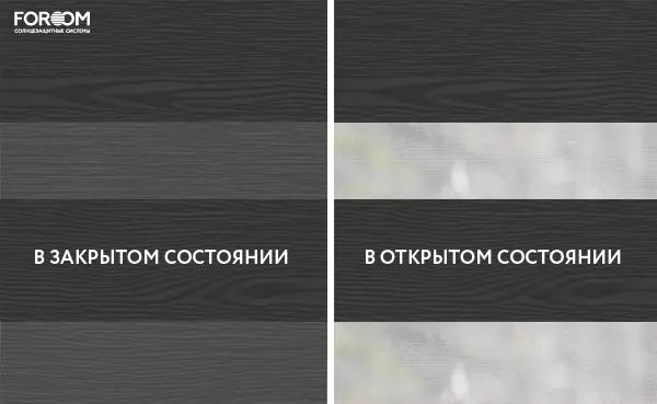 Рулонные шторы день-ночь на проём Вууд Графит